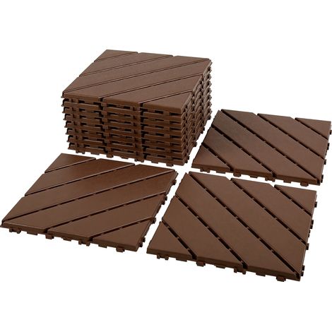 TolleTour 22x dalles de terrasse Dalles Carrées-panneaux d'épissure DIY-Pour terrasse- Plastique - 30x30cm -22 pièces/2 m²- Anthracite (1/4)