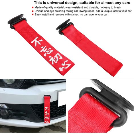 Sangle de remorquage universelle pour voiture, corde de traction sportive, bande de dépannage avant arrière pare-chocs, décor rouge (1/5)