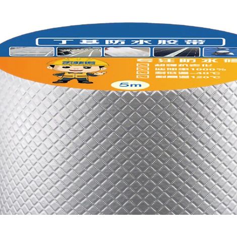 Ruban de Joint Butyl Imperméabilisant Aluminium Fixations Fuites Multi-Usages Réparation 5cm x 5m Matériel Butyl Rubber 380g (1/4)