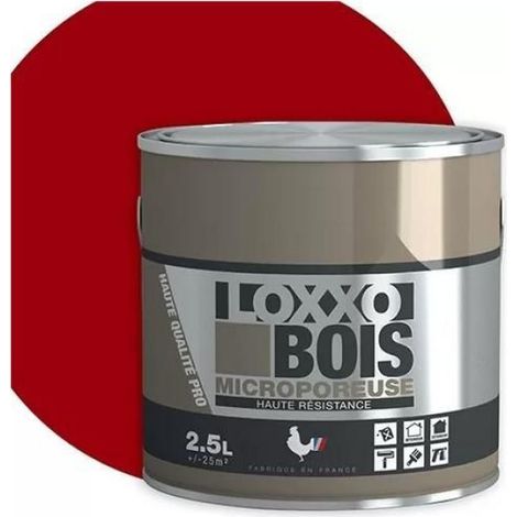 Peinture Bois - Glycéro Microporeuse Satinée - Rouge Basque - Extérieur Intérieur - 2,5 L (1/2)