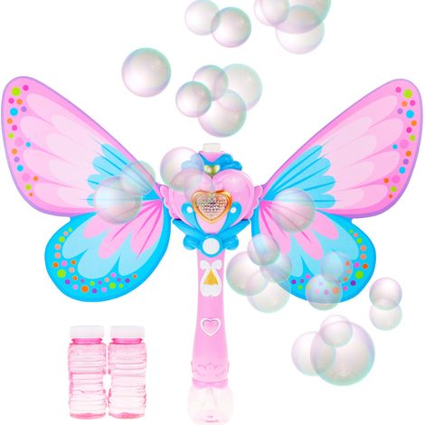 TG60463-1 MACCHINA PER BOLLE DI SAPONE A FORMA DI FARFALLA + BACCHETTA MAGICA LIQUIDA