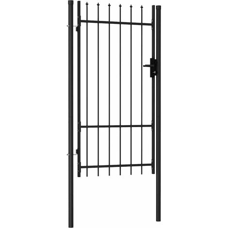 vidaXL Puerta de valla BOXTEL de una puerta con punta de pincho de acero, 1x1,75 m, negro (1/2)
