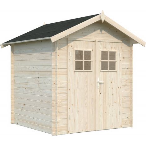 Casetta in Legno Grezzo 19 mm 200x200 cm Blockhouse Porta Doppia (1/5)