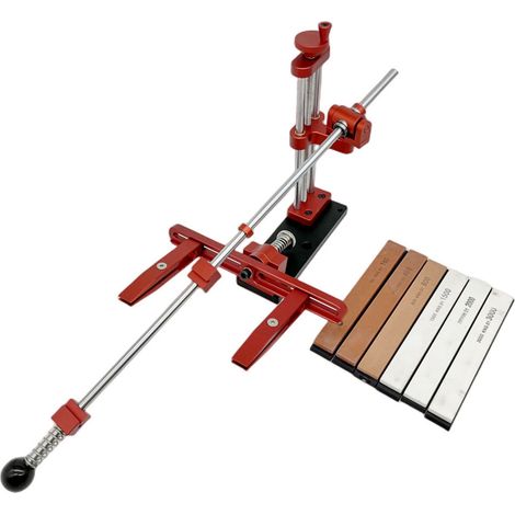 Afilador de cuchillas profesional de ángulo fijo, herramienta de afilado para el hogar y la cocina, rotación de 360°, con 4 piedras de afilar de diamante. (1/5)