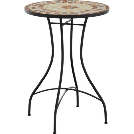 Mosaic Bistro Table Terracotta and White Ø50x70 cm Ceramic vidaXL