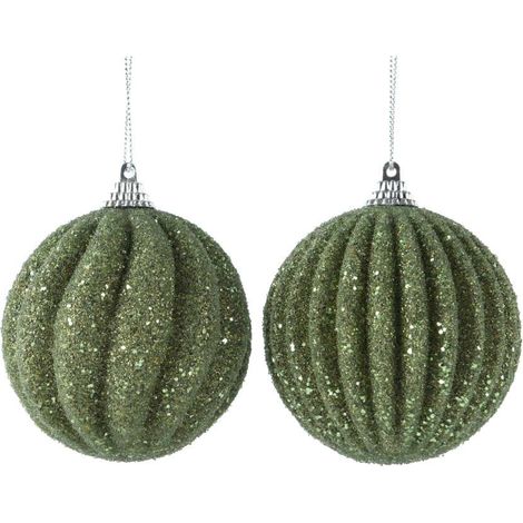 Decoris Pallina di Natale Verde Glitter Scintillante - 8 cm