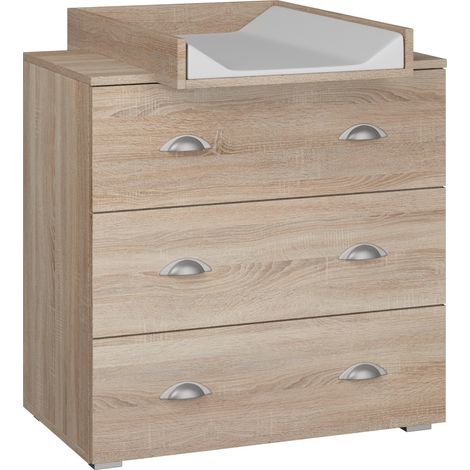 Commode MIA 80cm avec table à langer chêne sonoma