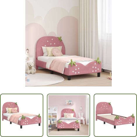Kinderbett - Kinderbettgestell mit Kopfteil Rosa 80 x 160 cm Samt (1/5)