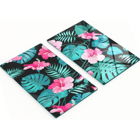 Tableaux décoratifs en verre multifonctionnels à motifs de fleurs tropicales 2 x 30 x 52 cm (1/5)