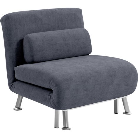 Single Velvet-Feel Sleeper Chair - Charcoal Grey (1/5)