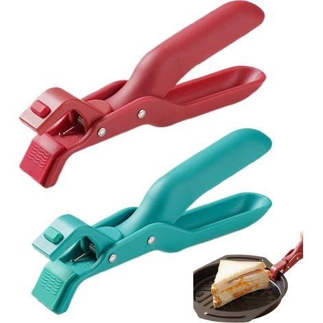 Lot de 2 pinces de cuisine multifonctions anti-brûlure en silicone antidérapant, idéales pour manipuler les plats chauds en porcelaine. (1/5)