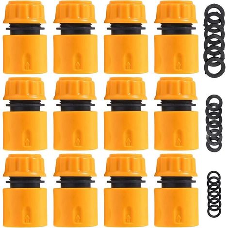 12 pièces Embout tuyau arrosage 13mm (1/2") et 15mm (5/8") - Raccord Rapide pour Le début du Tuyau, Raccord de Tuyau de Jardin, Accessoires pour Relier Le Tuyau de Jardin(jaune) (1/5)
