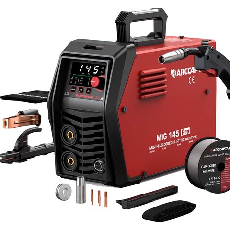Máquina de soldar, capacidad MIG/TIG/MMA, diseño compacto, enchufe europeo de 220V-240V. (1/5)