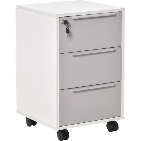 Caisson de bureau 3 tiroirs verouillables MAËL gris & blanc (1/5)