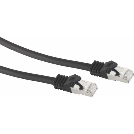 RJ45 Patchkabel S/FTP (PIMF), m. CAT.7 Rohkabel, 0,25 m, schwarz