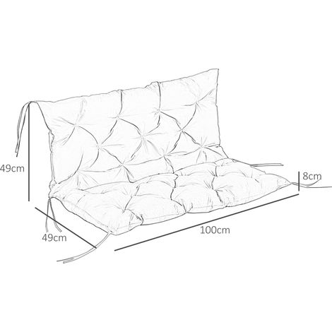 Coussin pour banc 3 places 100 x 98 x 8 cm, coussin de banc avec attaches, coussin d'assise, coussin de chaise d'extérieur/intérieur, galette de siège, coussin de banc pour mobilier de jardin, banc de (1/5)