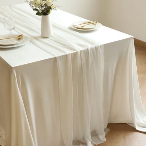 Camino de mesa de gasa translúcida,75x300cm Camino de mesa de tul romántico,Decoración de mesa de estilo bohemio,Adecuado para bodas (1/5)