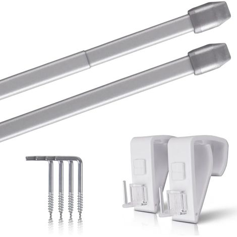 Tringles à rideaux argentées - chromées mates 40 - 60 cm + supports de fixation (1/5)
