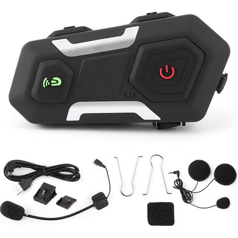 Casque Bluetooth Moto Intercom Sans Fil Écouteur Haut-Parleur Kit Moto 1200mAh Radio FM Mains Libres Accessoire