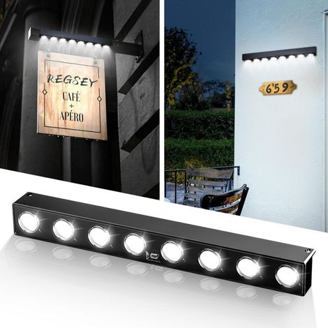 Signalétique solaire lumineuse – 8 LED, allumage auto crépusculaire – Lumière blanche – Numéros maison, panneaux
