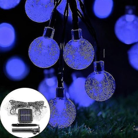 Guirlande lumineuse LED étanche à 20-100 LED avec boules de cristal solaires, idéale pour décorer jardin, rue ou terrasse. (1/3)