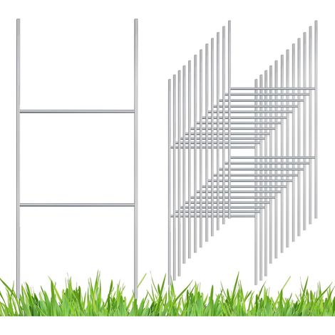 12 Pièces H Cadre Piquets de Panneau de Jardin, 42CM x 18CM Supports de Panneau de Jardin Robustes Piquets en Fil Métallique de Calibre 9 pour Panneau Publicitaire, Support de Panneau`