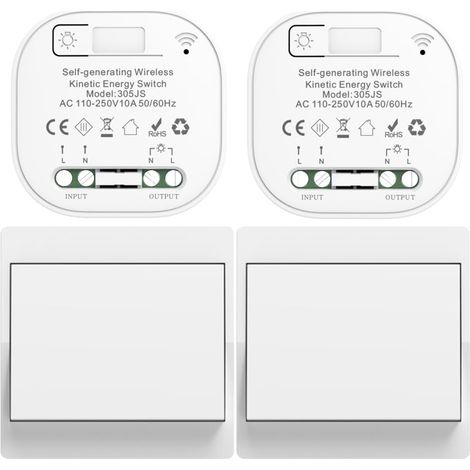 Interrupteur sans fil EU sans piles, kit interrupteur sans fil auto-alimenté sans fil bidirectionnel sans fil sans batterie, interrupteur à distance radio, interrupteur sans fil pour éclairage domesti (1/5)