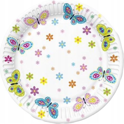 Assiettes en papier Papillons de printemps 18 cm 8 pièces