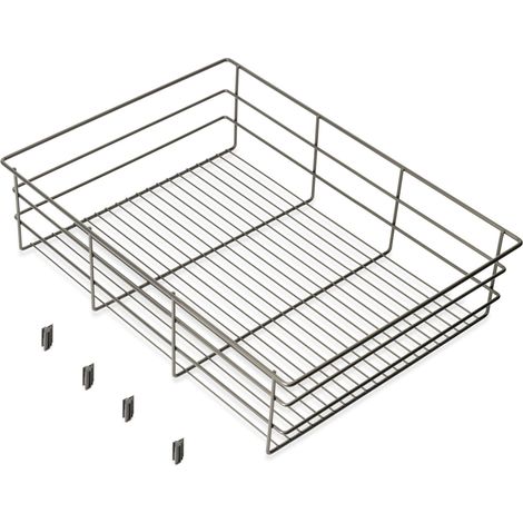 EMUCA Tiroir en fil métallique pour armoires et dressings Quartz - 540mm (M70) - Acier - Titane (1/5)