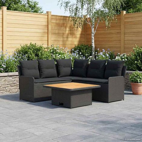 vidaXL Set di Mobili con cuscino 4 pcs Nero Rattan in PE (1/5)