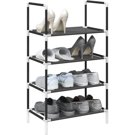 Schuhregal 4 Ebenen Schwarz 44x28x77 cm Vliesstoff