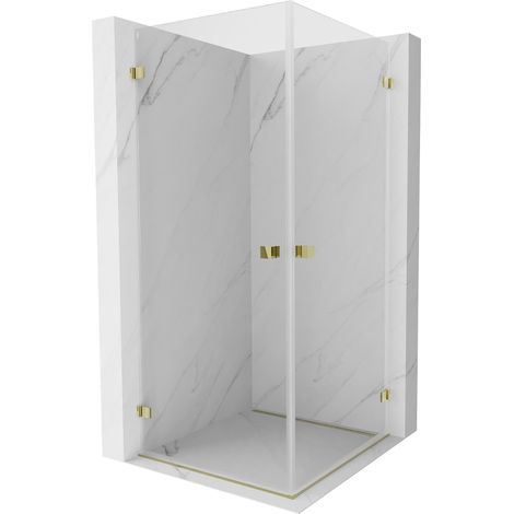 Mexen Lunar-B Duo Duschkabine mit Flügeltür 75 x 75 cm, Transparent, Gold - 832-075L-075P-50-00