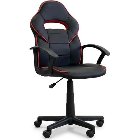 Chaise gaming pivotante noir et rouge en simili – CELESTE (1/5)
