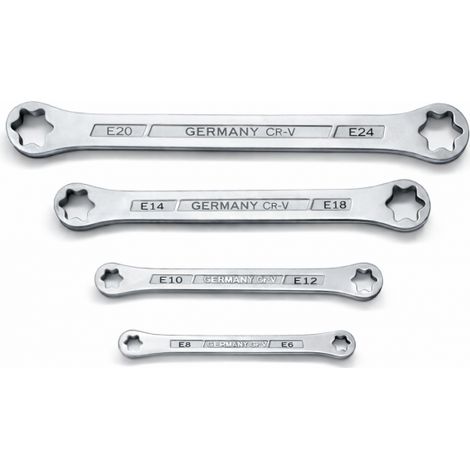 Chiavi a Doppia Stella Set 4PZ Torx Femmina Piatta ad Anello E6-E24 07861