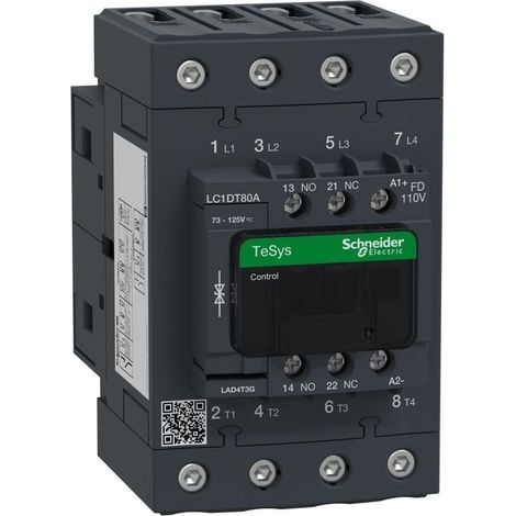 TeSys LC1D - contacteur - 4P - AC-3 440V - 80A - bobine 110Vcc - LC1DT80AFD