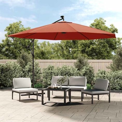 Parasol de jardin-Parasol de balcon en porte-à-faux avec lumières LED terre cuite 505435 (1/5)