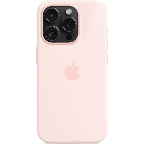 Coque en silicone rose compatible avec l'iPhone 15 Pro et MagSafe