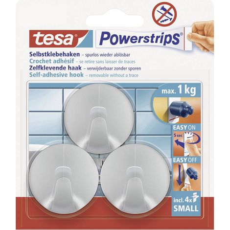 TESA 57578-00000-00 POWERSTRIPS 3 MINI CROCHETS ROND + 4 MINI LANGUETTES CHROME 57578-00000-03 (1/3)