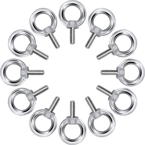 Boulons à œil M4, anneaux de levage, vis filetées, acier inoxydable 304 pour sangles et cordes, bricolage, lot de 12 pièces (1/5)