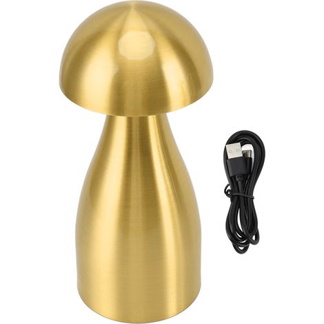 Lampe de Table champignon en métal, veilleuse décorative à intensité variable, sans fil, Rechargeable, chevet pour enfants, barre d'allaitement, dorée