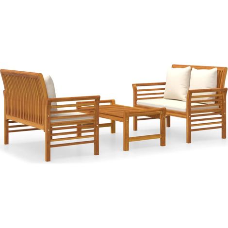 Maison Exclusive - Set Mobili da Giardino 3pz con Cuscini Legno Massello di Acacia (1/5)