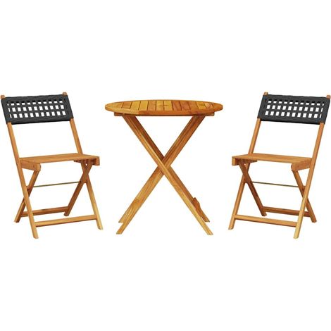 Maison Exclusive - Set da Bistrot 3 pz Nero in Polyrattan e Legno Massello (1/5)