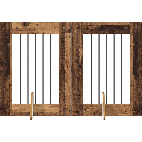 Dog Gate with Stands 2 pcs Old Wood 60 x 80 cm Engineered Wood vidaXL