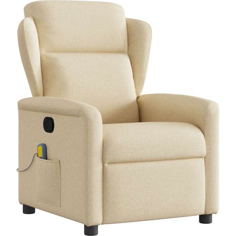 Sillón de masaje reclinable de tela crema vidaXL