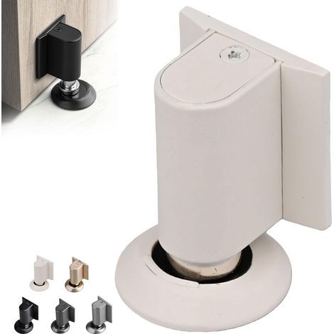 Butée de porte magnétique avec vis et adhésif pour une adhérence maximale, butée de porte magnétique robuste, butée en forme de coin, support inférieur pour maintenir la porte ouverte (blanc) (1/5)