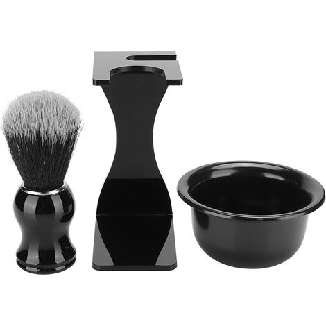 Set aus 3 Rasierschalen mit Pinsel und Ständer für die Rasur und Gesichtshaarpflege (1/5)