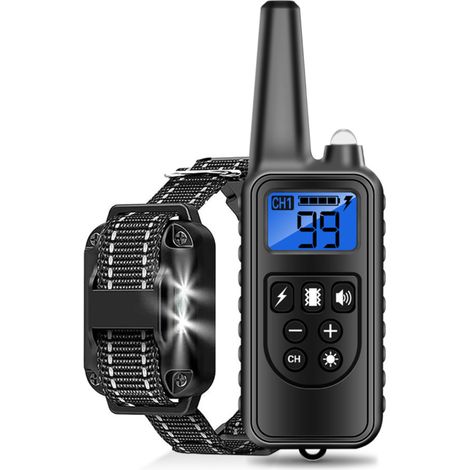 Collier de dressage pour chien avec télécommande électronique rechargeable, anti-aboiement, corde en nylon, fonction anti-perte intelligente, portée de 800 m (1/4)