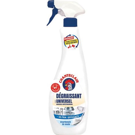 Spray dégraissant universel bicarbonate 600 ml – Efficacité sur toutes tâches de gras – Utilisable tête en bas – Pour surfaces variées – Chanteclair