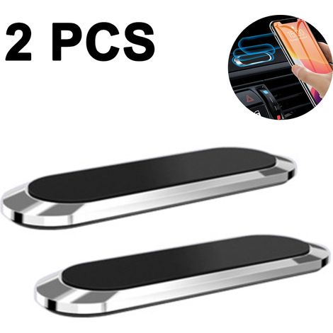 Support Téléphone Magnétique Pour Voiture - Bande Longue Avec 6 Aimants N5 - Fixation Sur Surface Plane - Compatible Smartphones Et Tablettes Mini - Lot De 2 (1/5)