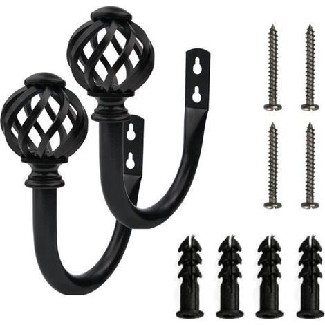 (Schwarze) Raffhalter für Gardinen – 2er-Set – Schwarz – 15,5 x 9 cm – Inkl. Befestigungsmaterial – Fürs Wohnzimmer (1/4)